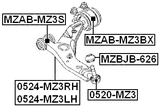 MZAB-MZ3BX - REAR BUSHING WITHOUT BRACKET, FRONT CONTROL ARM