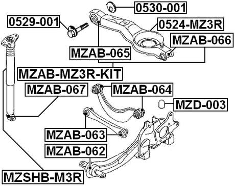 MZAB-MZ3R-KIT - REAR ROD BUSHING KIT