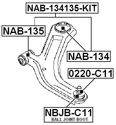 NAB-134135-KIT - FRONT ARM BUSHING KIT