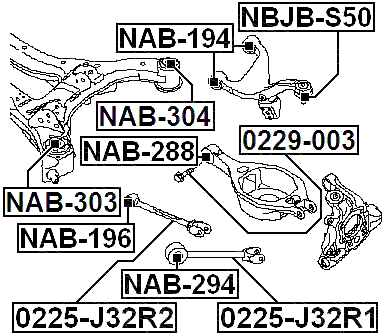 NAB-294 - REAR TRAILING ROD BUSHING