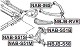 NAB-S51B - REAR BUSHING WITHOUT BRACKET, FRONT CONTROL ARM (HYDRO)