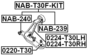 NAB-T30F-KIT - FRONT ARM BUSHING KIT (HYDRO)