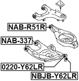 NBJB-Y62LR - REAR LOWER CONTROL ARM BALL JOINT BOOT 43X38X24.7
