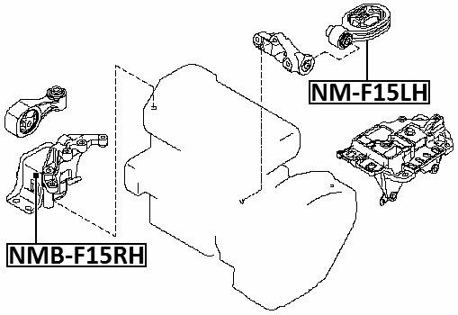 NMB-F15RH - RIGHT ENGINE MOUNT BUSHING (HYDRO)