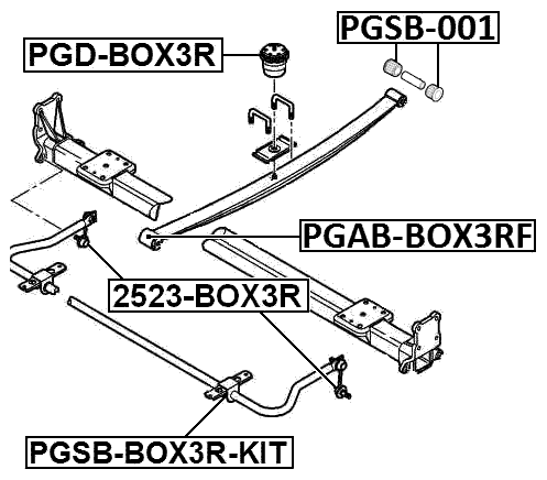 PGSB-BOX3R-KIT - REAR STABILIZER BAR BUSH KIT D25X21.6
