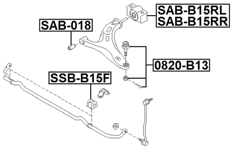 SAB-B15RL - REAR BUSHING, FRONT LEFT CONTROL ARM (WITH BRACKET)