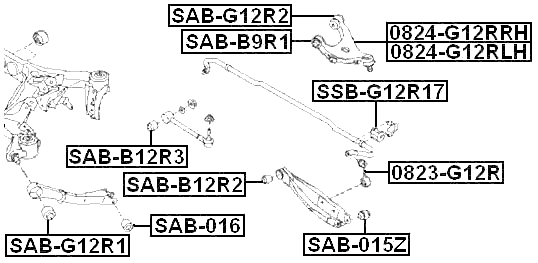 SSB-G12R14 - REAR STABILIZER BAR BUSH D14