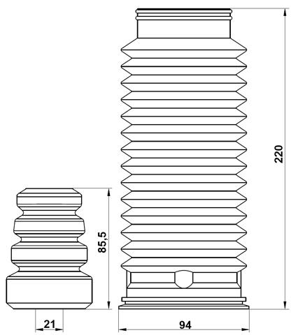 SZSHB-GVIIF-KIT - BOOT WITH JOUNCE BUMPER FRONT SHOCK ABSORBER KIT