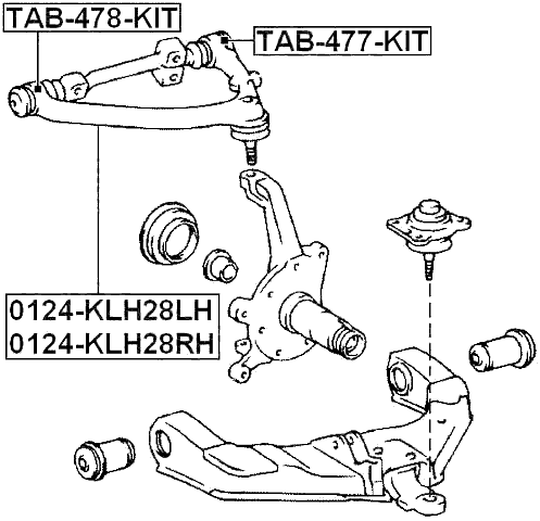 TAB-478-KIT - BUSHING KIT, FRONT UPPER CONTROL ARM