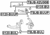 TBJB-BUUP - FRONT UPPER CONTROL ARM BALL JOINT BOOT 31.5X41X22.5