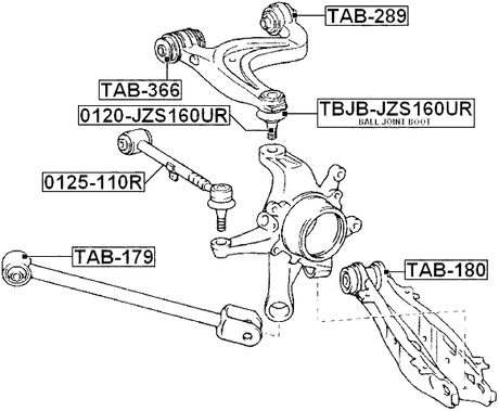 TBJB-JZS160UR - REAR UPPER CONTROL ARM BALL JOINT BOOT 30.95X32.95X17.65