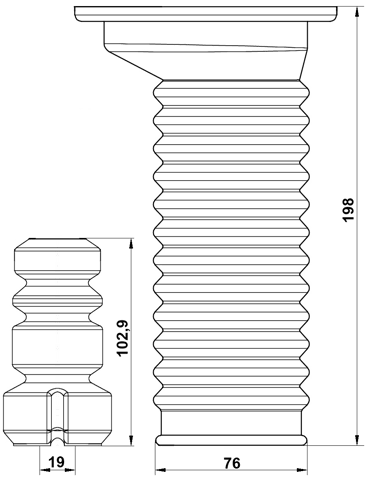 TSHB-NLP10F-KIT - BOOT WITH JOUNCE BUMPER FRONT SHOCK ABSORBER KIT