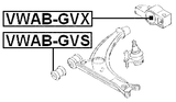 VWAB-GVX - REAR BUSHING WITHOUT BRACKET, FRONT CONTROL ARM