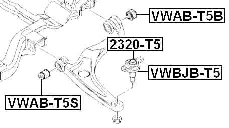 VWBJB-T5 - LOWER CONTROL ARM BALL JOINT BOOT 34.5X28X20