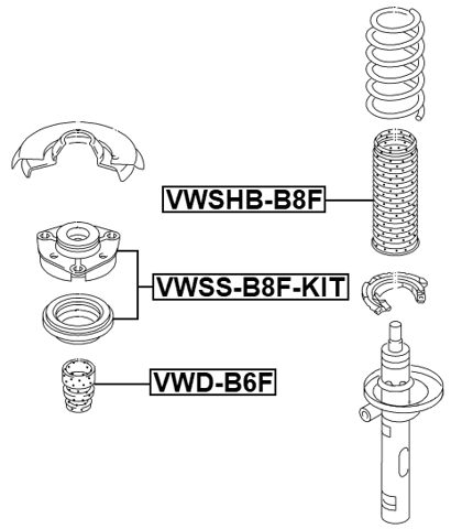 VWSS-B8F-KIT - FRONT SHOCK ABSORBER MOUNTING, REPAIR KIT (WITH SHOCK ABSORBER BEARING)